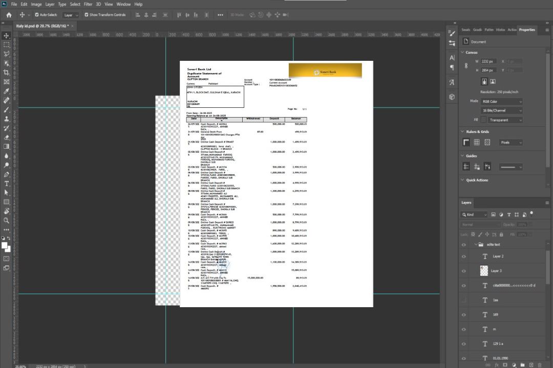 Modèle Word et PDF de relevé de compte de la Pakistan Soneri Bank template
